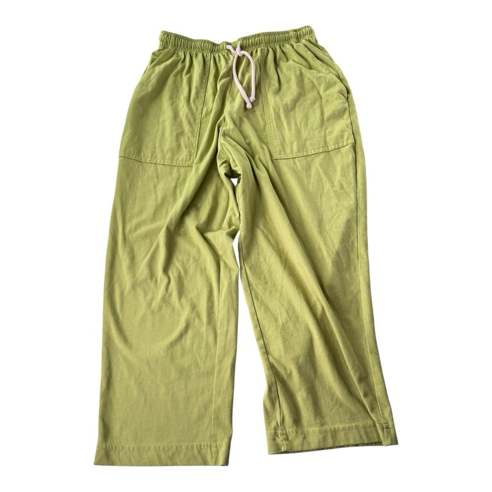 Blair Women's Small Light Green Drawstring Wide Leg Lounge Pants Casual Pockets